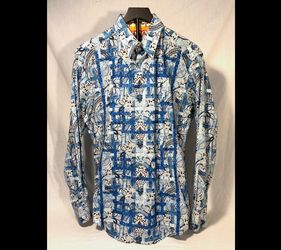 Robert Graham “Marshfield” Geometric Wild Blue Men’s Shirt - Size M