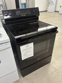 $629 GE Black Electric Range with Glass Cooktop