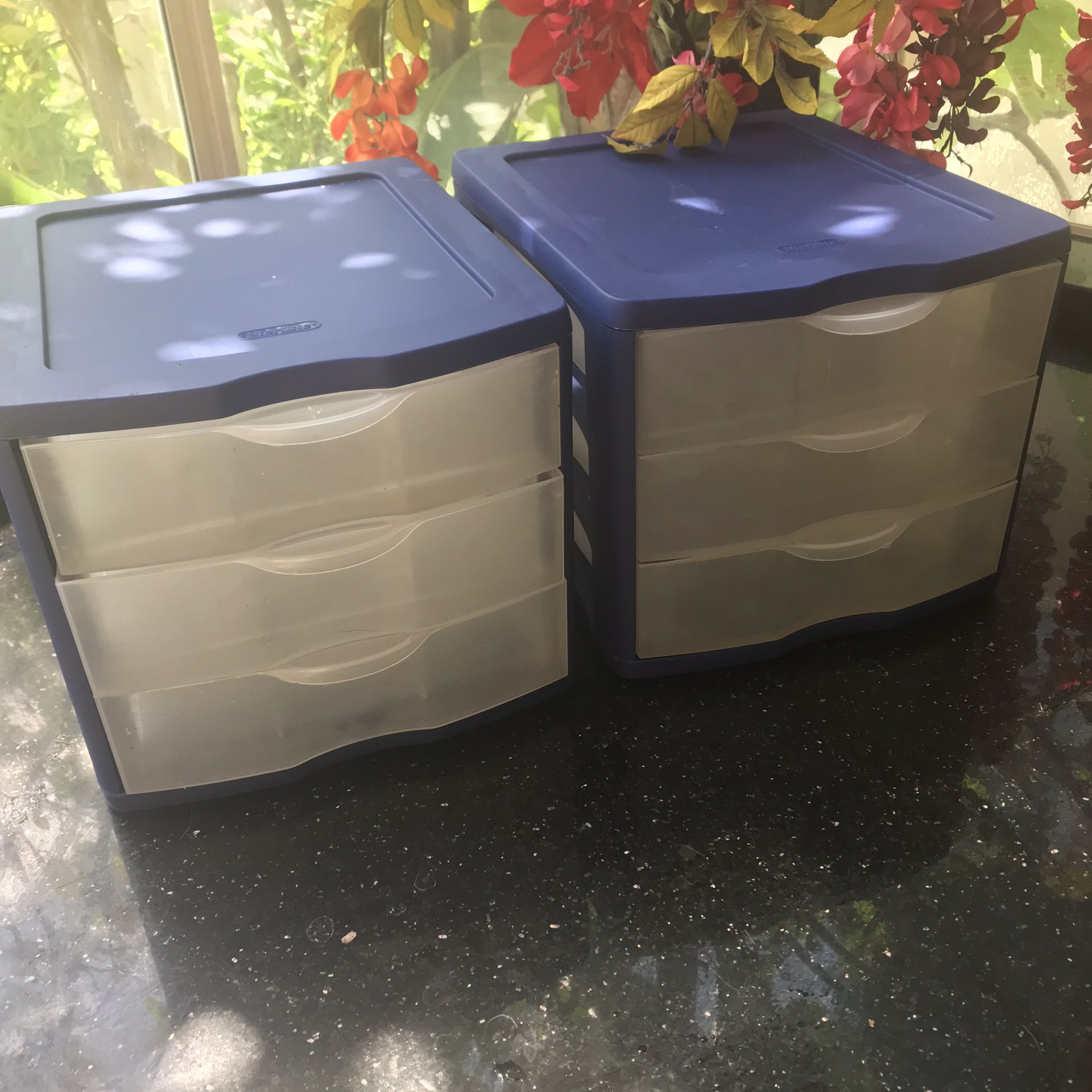 2 x sterilite 3 drawer plastic organizers
