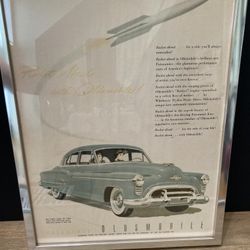 Classic Oldsmobile "Rocket Ahead" (1950) Car Print 14" H x 11" W