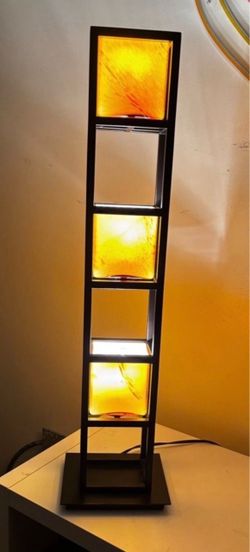 Modern Tower Table Lamp with 3 Amber Shades