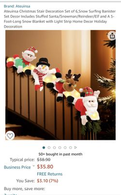 Christmas Stair Decoration Set Of 6 Surf Banister Stuffed Santa Etc