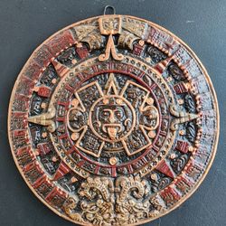Artisanal Aztec Calendar Wall Decor