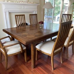 Century Furniture Luxury Dining Table and 6 chairs + extension table board.