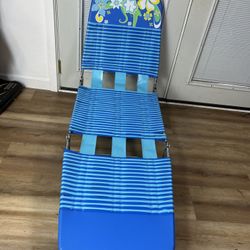 Tropical Folding Jelly Tube Tri-fold Lounge/Lawn Chair Blue W/ Flowers Hawaiian