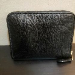 Coach Black Pebble Leather Zip Wallet or Wristlet