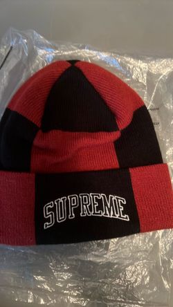 Supreme Knit Beanie Red Black Checkered