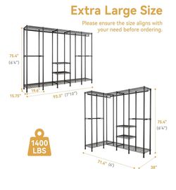 Extra Large Freestanding Metal Closet Organizer