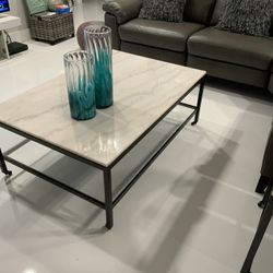 Coffee Table Bassett Mirror Whitman Bronze / Marble 48" Wide Rectangular Coffee Table  