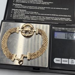 Solid 10kt Gold Designer Style Mesh Bracelet Pulsera Estilo Diseñador De Oro Solido 10kt