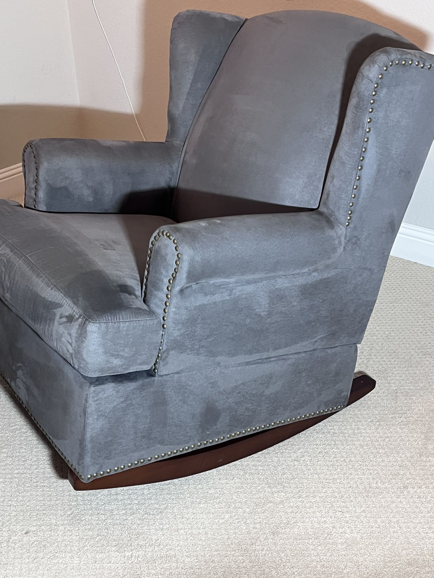 Gray Wingback Rocking Chair 