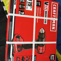 hammer drill kit 2 batteries bag and  charger brushless craftsman NEW