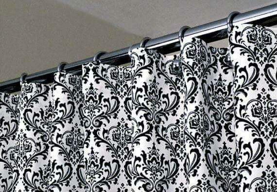 NEW W/OUT PACKAGE VICTORIAN FLORAL FLOWER GOTHIC SILVER METALLIC BLACK VELVET FILAGREE SHOWER CURTAIN BATHROOM DECOR