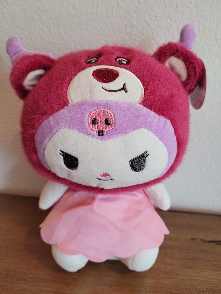 Sanrio Kuromi Bear Onegai My Melody Stuffed Animal Plush Collectible Punk Goth 9 Inch
