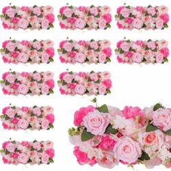 Flower Centerpieces for Tables - 10 Pack Wedding Arch Artificial Flowers Pink Arrangements Center Piece for Reception, Living Room, Kitchen, Dining Ta