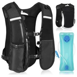 Hydration Backpack with 2L Water Bladder, Lightweight Running Vest for Women Men, Adjustable Straps, Multi-Pocket Water backpack, Breathable Running V