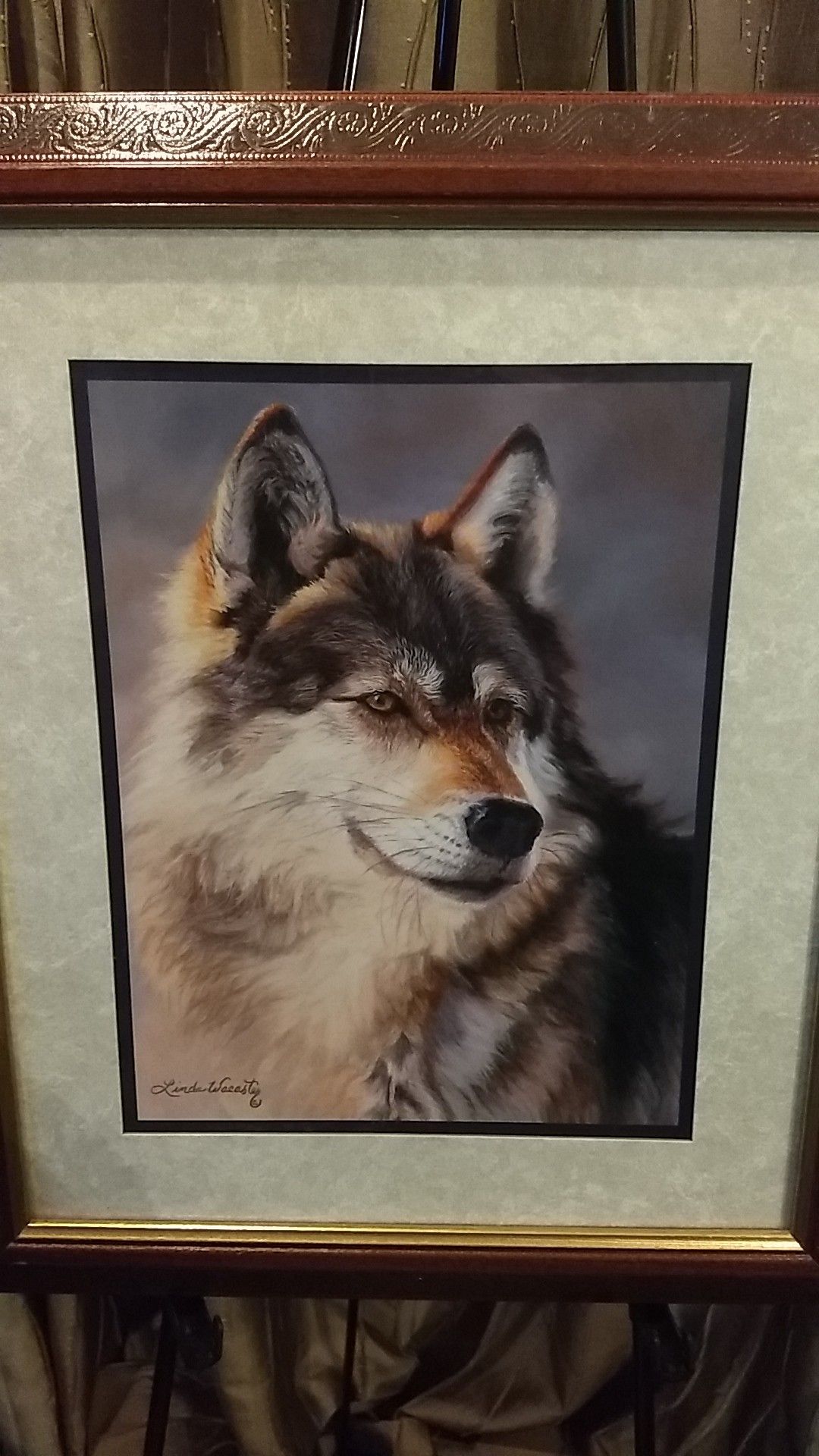 VINTAGE HOME INTERIOR PICTURE WOLF -BY LINDA WACASTER-RARE HARD TO FIND!!