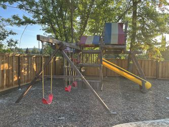 Wooden Swing And Slide Playground Set