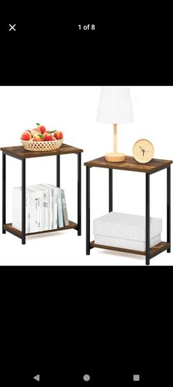 New in box
Furinno Simplistic 2-Tier Metal Frame Side Table, Set of 2, Amber Pine
Modern Open Shelf End Table, Night Stand, Bedside Table, Easy Assemb