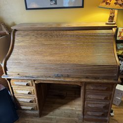 Jefferson Vintage Oak Roll-Top Desk