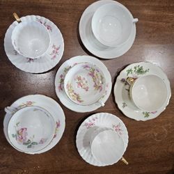 Antique Teacup & Saucer Collection – Mixed Floral Bone China Set