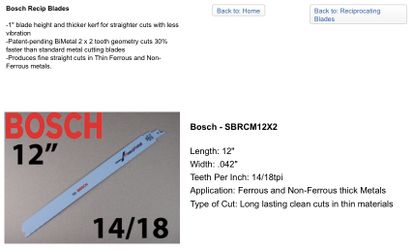 12 inch Bosch BiMetal Blades