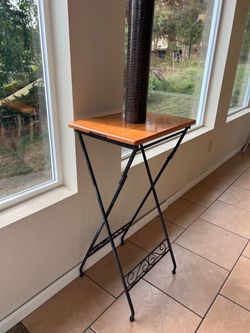 Folding High Metal Table & Vase