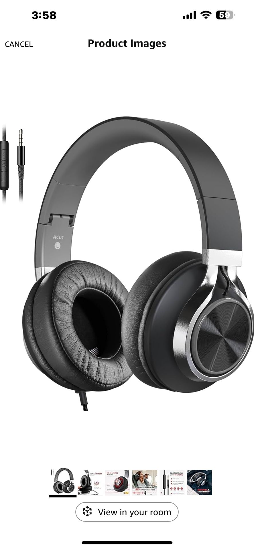 ACO1 Headphones Wired Over Ear, Corded Stereo Headsets with Microphone Volume Control for Adults Teens Kids 3.5mm for Cellphones, Tablets, Laptop, Chr