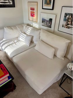 White sofa + ottoman