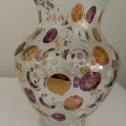 Vintage Flower Vase With Dots.  Made In Czechoslovakia