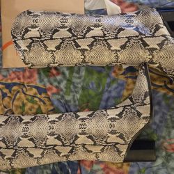 Schutz Snake Skin Knee High Boots 