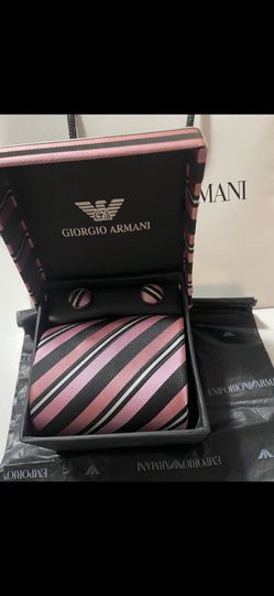 Authentic Armani silk tie with  Matching Cufflinks- Limited Edition