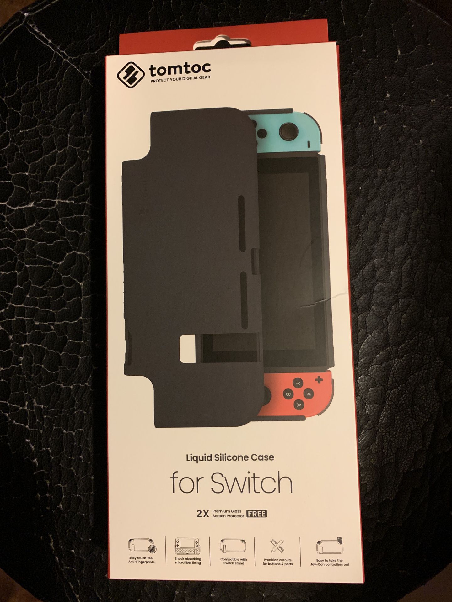 Tomtoc Liquid Silicone Case for Nintendo Switch w/ 2 Tempered Glass Protectors