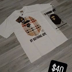 WHITE BURBERRY BAPE TEE 