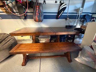 Wood Dining Table with Bench (4 chairs + bench)