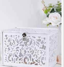 White Gift Cards Box w/ lock