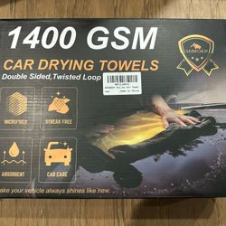 1400 GSM Car Drying Towels – Microfiber Towels for Cars (48" x 24"), Ultra-Absorbent, Streak-Free, Scratch-Free, No Water Spots, Double-Twist Pile & E