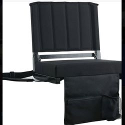 2 Stadium Seats, Bleacher Chairs, with Back Support and Cushion, Thick Padded, Includes Shoulder Strap