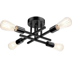 TOBUSA Semi Flush Mount Ceiling Light Fixture Matte Black, Modern Sputnik Close to Ceiling Light, Chandelier Light Fixture Ceiling for Bedroom Kitchen