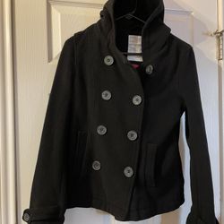 Aeropostale Hooded Double- Breasted Pea Coat Size Medium 