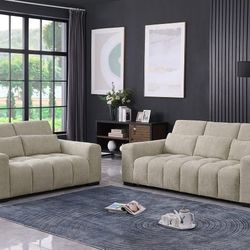 Beige or Grey Sofa and Loveseat Set