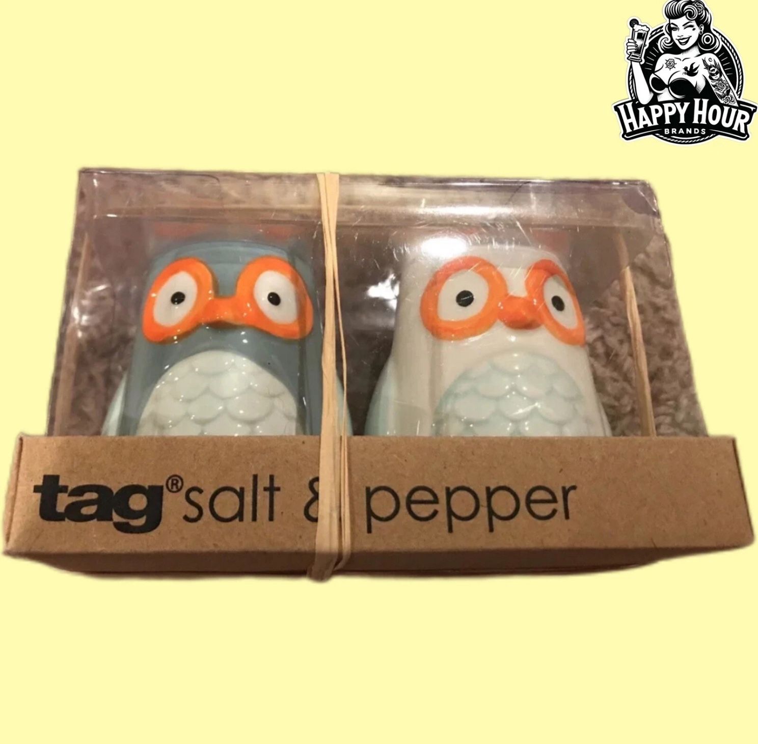 Tag Salt And Pepper Shakers Owls Kitchen Dining Kitchen 3D Figural Ceramic