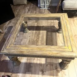 Glass And Wood Coffee Table 