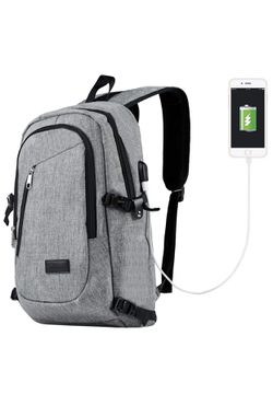 Water Resistant Polyester Laptop Backpack On USB Charging Port