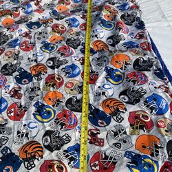 Vintage Damaged NFL Team Helmet Pillows quilt blanket 64” X 47”