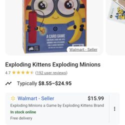 Despicable me exploding card Game