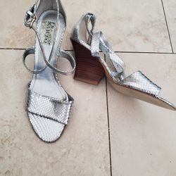 Silver Snakeskin Look Heels Size 9