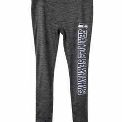 Seattle Seahawks Girls Youth Leggings NFL Gray Stretch Pants 