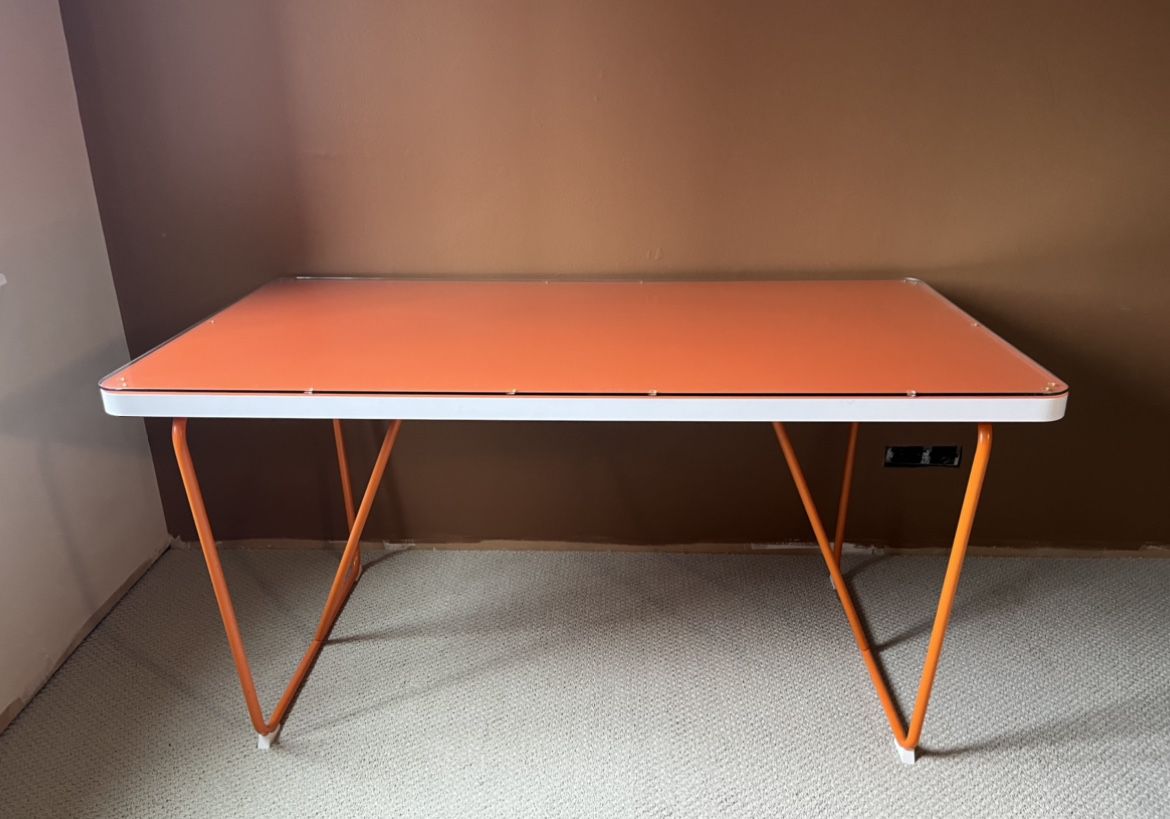 Ikea Table/Desk Rydebäck, Backaryd Orange w/removable glass top - Used/Great