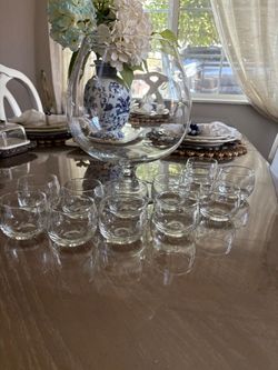 Princess House Crystal Punch Bowl Set 12 Cups